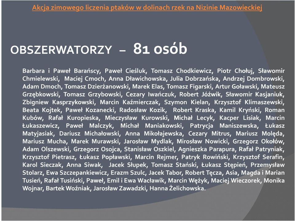 Kaźmierczak, Szymon Kielan, Krzysztof Klimaszewski, Beata Kojtek, Paweł Kozanecki, Radosław Kozik, Robert Kraska, Kamil Kryński, Roman Kubów, Rafał Kuropieska, Mieczysław Kurowski, Michał Lecyk,