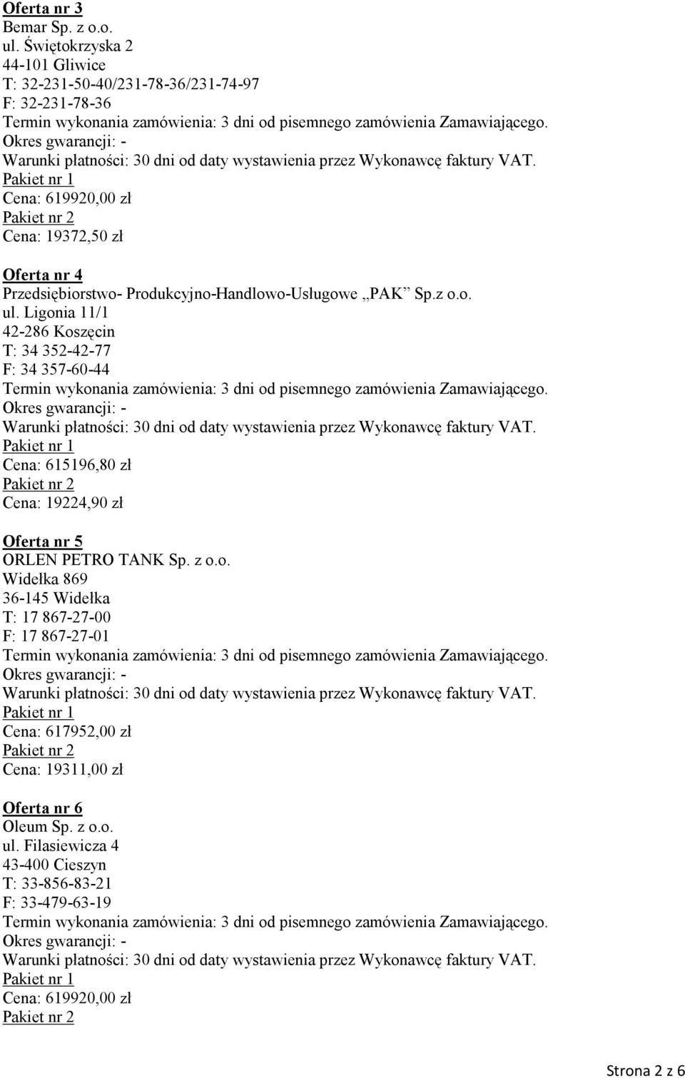 Produkcyjno-Handlowo-Usługowe PAK Sp.z o.o. ul.