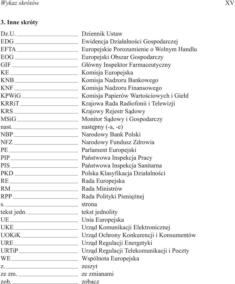 Komisja Nadzoru Bankowego KNF Komisja Nadzoru Finansowego KPWiG Komisja Papierów Wartoœciowych i Gie³d KRRiT Krajowa Rada Radiofonii i Telewizji KRS Krajowy Rejestr S¹dowy MSiG Monitor S¹dowy i