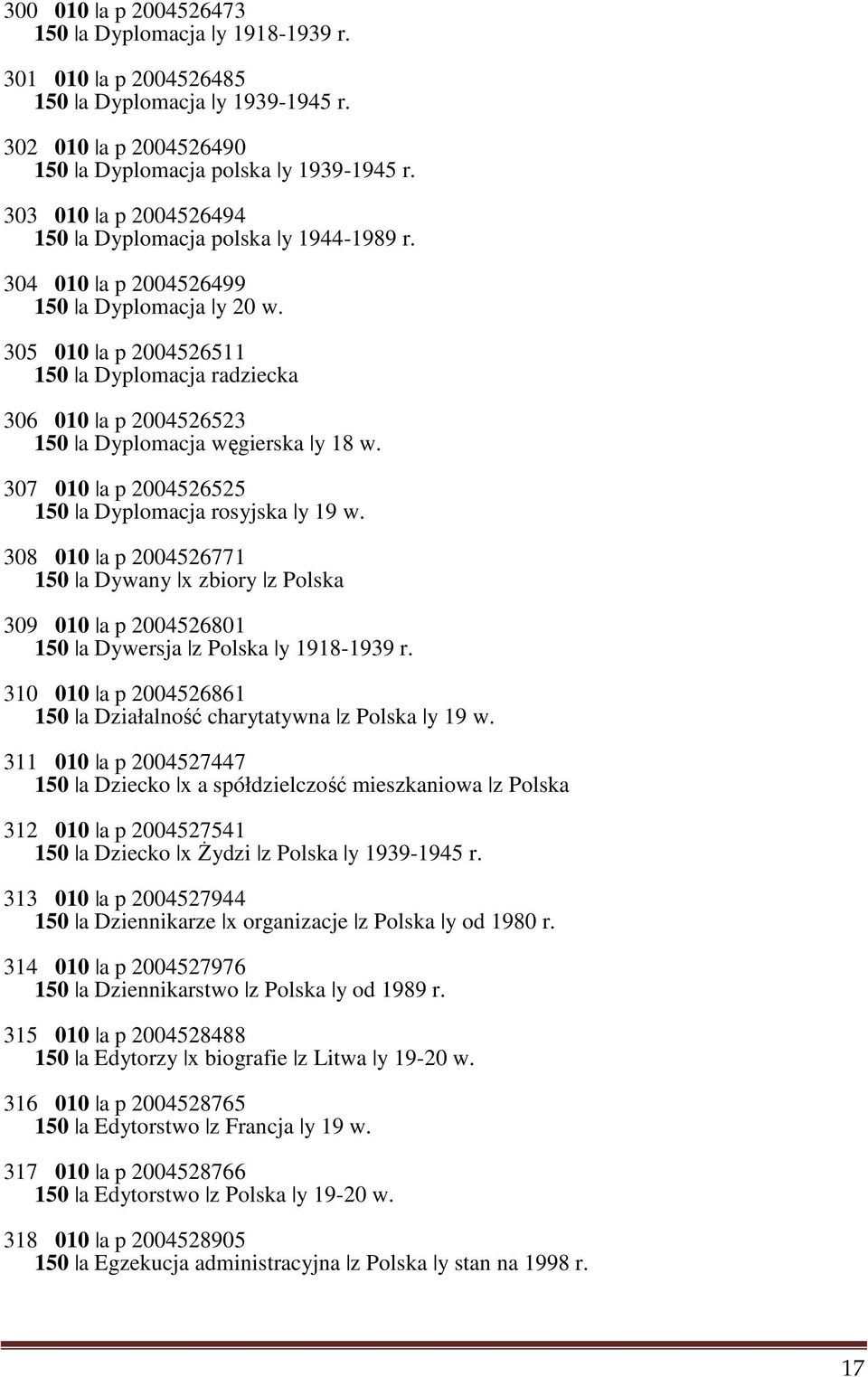 305 010 a p 2004526511 150 a Dyplomacja radziecka 306 010 a p 2004526523 150 a Dyplomacja węgierska y 18 w. 307 010 a p 2004526525 150 a Dyplomacja rosyjska y 19 w.