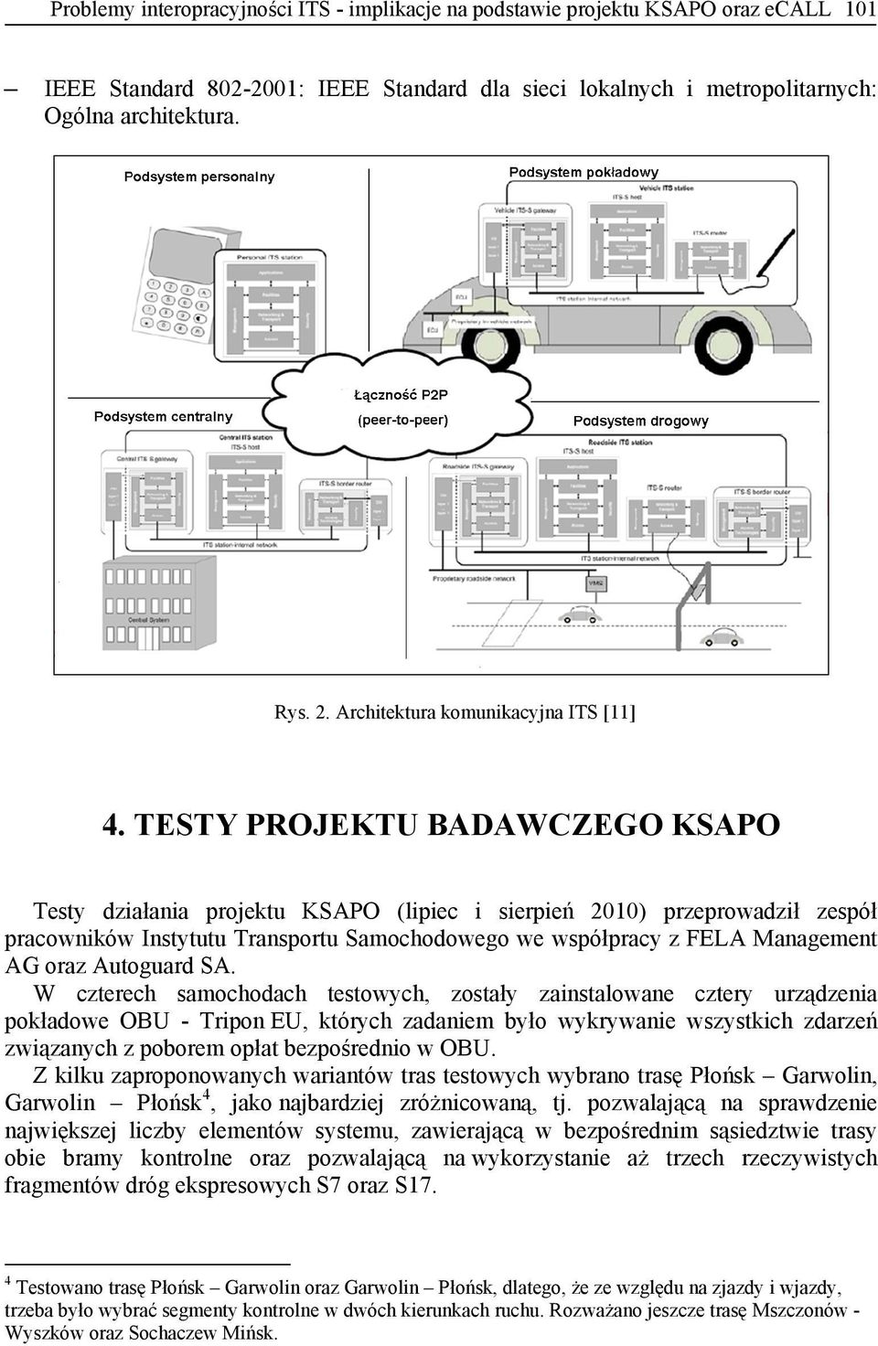 TESTY PROJEKTU BADAWCZEGO KSAPO Testy działania projektu KSAPO (lipiec i sierpień 2010) przeprowadził zespół pracowników Instytutu Transportu Samochodowego we współpracy z FELA Management AG oraz