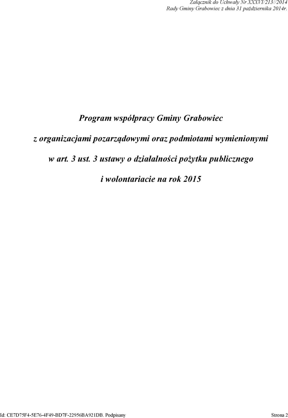 Program współpracy Gminy Grabowiec z organizacjami pozarządowymi oraz podmiotami