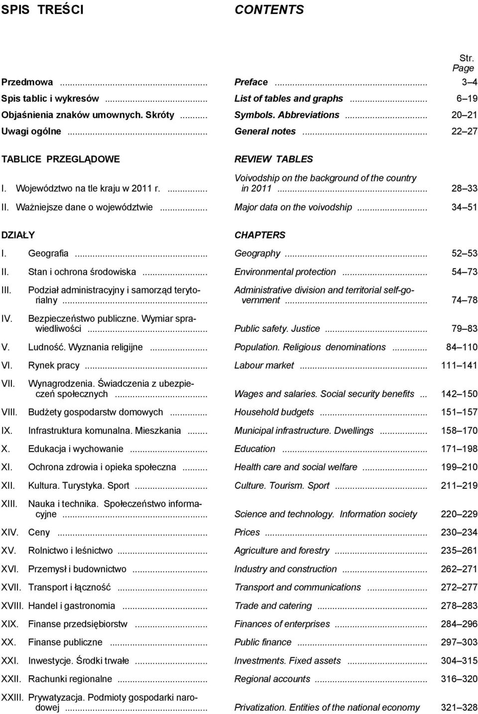 Ważniejsze dane o województwie... Major data on the voivodship... 34 51 DZIAŁY CHAPTERS I. Geografia... Geography... 52 53 II. Stan i ochrona środowiska... Environmental protection... 54 73 III. IV.