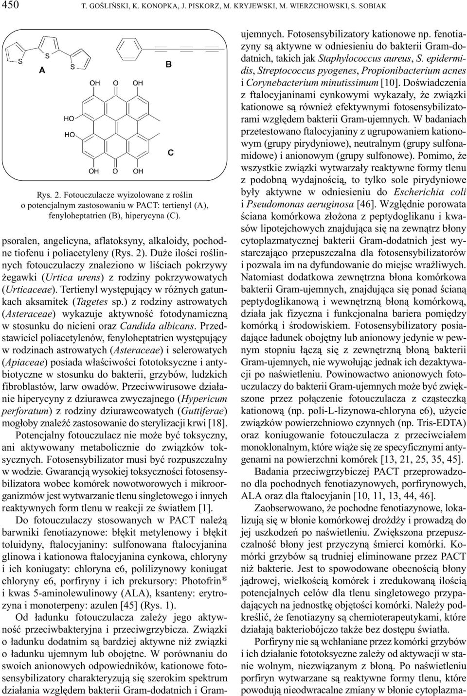 psoralen, angelicyna, aflatoksyny, alkaloidy, pochodne tiofenu i poliacetyleny (Rys. 2).