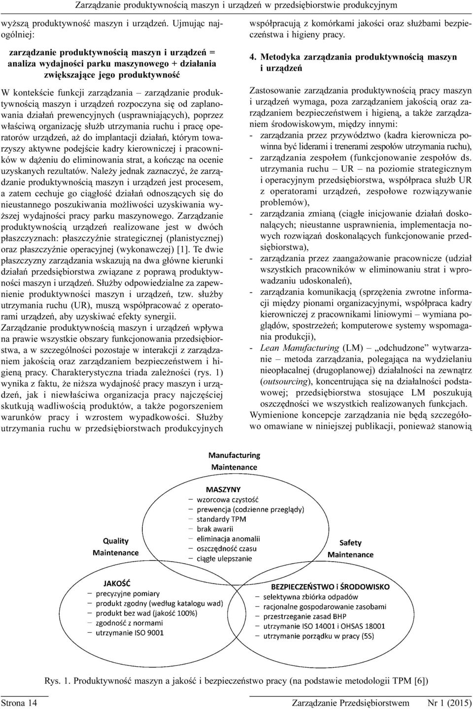 produktywnoœci¹ maszyn i urz¹dzeñ rozpoczyna siê od zaplanowania dzia³añ prewencyjnych (usprawniaj¹cych), poprzez w³aœciw¹ organizacjê s³u b utrzymania ruchu i pracê operatorów urz¹dzeñ, a do