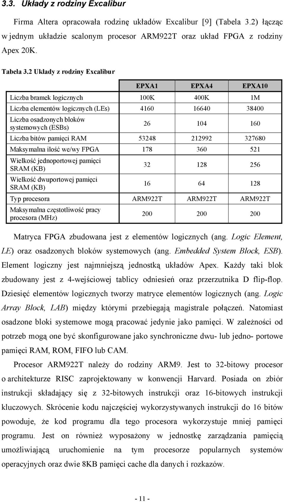 bitów pamięci RAM 53248 212992 327680 Maksymalna ilość we/wy FPGA 178 360 521 Wielkość jednoportowej pamięci SRAM (KB) Wielkość dwuportowej pamięci SRAM (KB) 32 128 256 16 64 128 Typ procesora