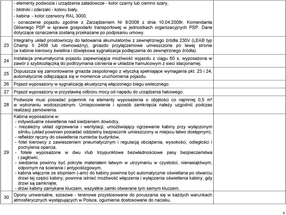 23 2 2 Integralny układ prostowniczy do ładowania akumulatorów z zewnętrznego źródła 230V (LEAB typ Champ II 208 lub równoważny), gniazdo przyłączeniowe umieszczone po lewej stronie (w kabinie