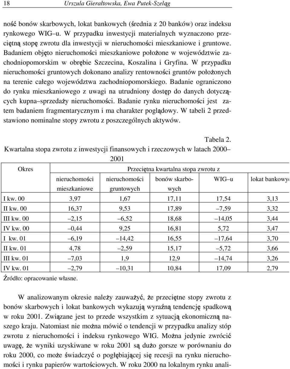 Badaniem obj# to nieruchomo$ ci mieszkaniowe poło" one w województwie zachodniopomorskim w obr# bie Szczecina, Koszalina i Gryfina.