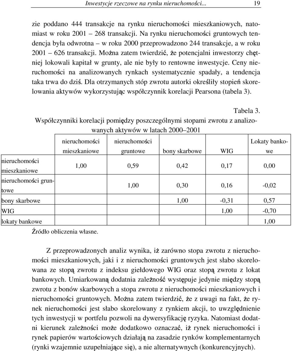 Mo" na zatem twierdzi(, " e potencjalni inwestorzy ch# t- niej lokowali kapitał w grunty, ale nie były to rentowne inwestycje.