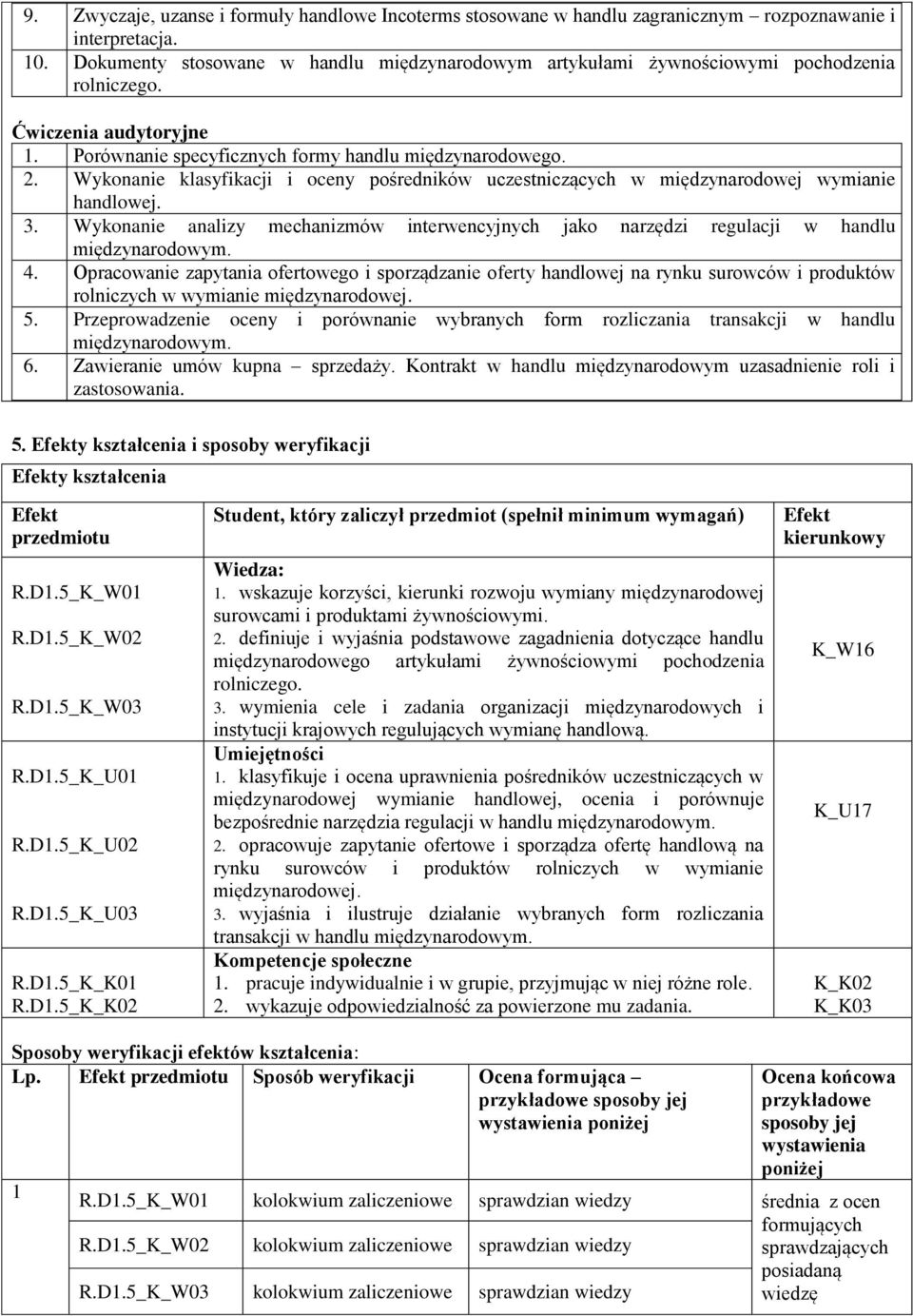 . Wykonanie klasyfikacji i oceny pośredników uczestniczących w międzynarodowej wymianie handlowej. 3. Wykonanie analizy mechanizmów interwencyjnych jako narzędzi regulacji w handlu międzynarodowym. 4.