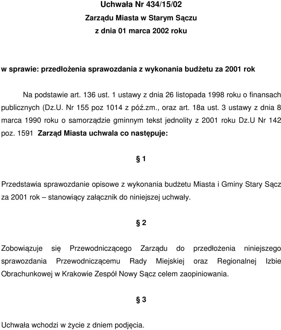 3 ustawy z dnia 8 marca 1990 roku o samorządzie gminnym tekst jednolity z 2001 roku Dz.U Nr 142 poz.