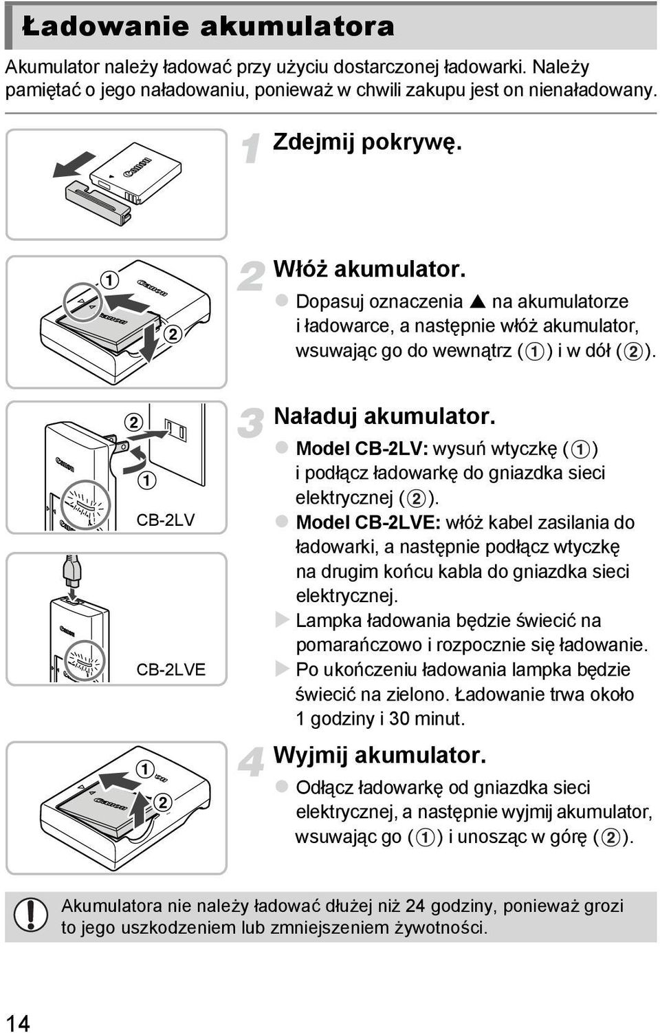 Model CB-2LV: wysuń wtyczkę ( ) ipodłącz ładowarkę do gniazdka sieci elektrycznej ( ).