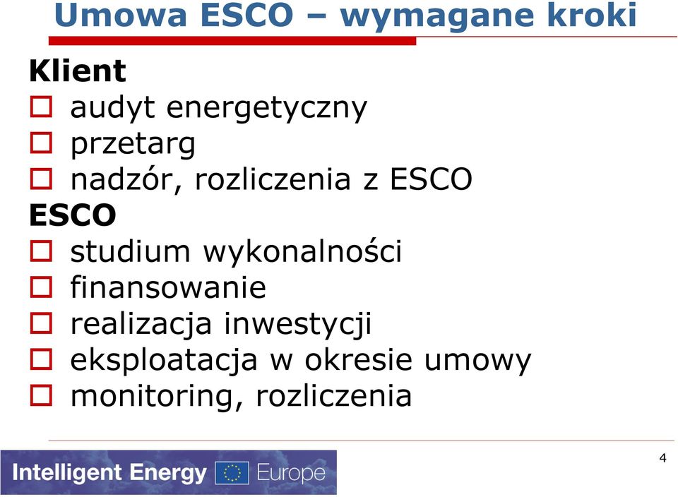 ESCO studium wykonalności finansowanie realizacja