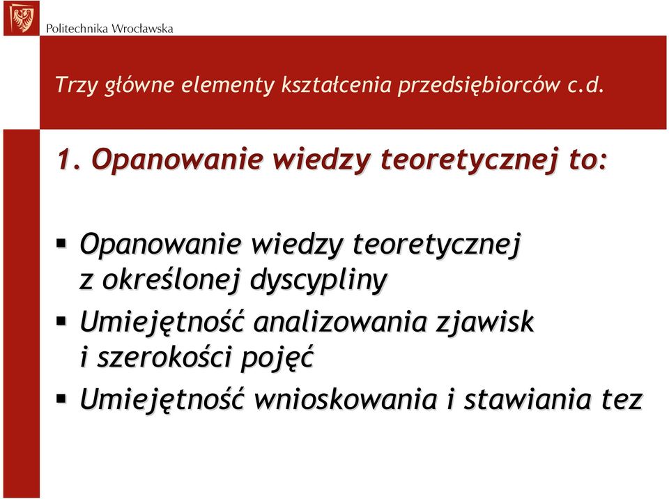 teoretycznej z określonej dyscypliny Umiejętno tność