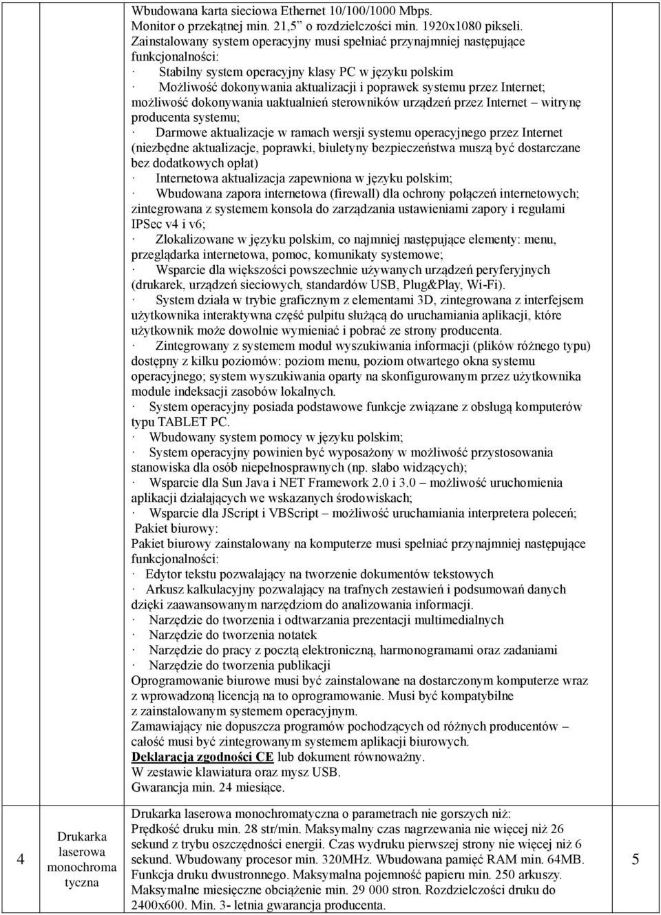 możliwość dokonywania uaktualnień sterowników urządzeń przez Internet witrynę producenta systemu; Darmowe aktualizacje w ramach wersji systemu operacyjnego przez Internet (niezbędne aktualizacje,