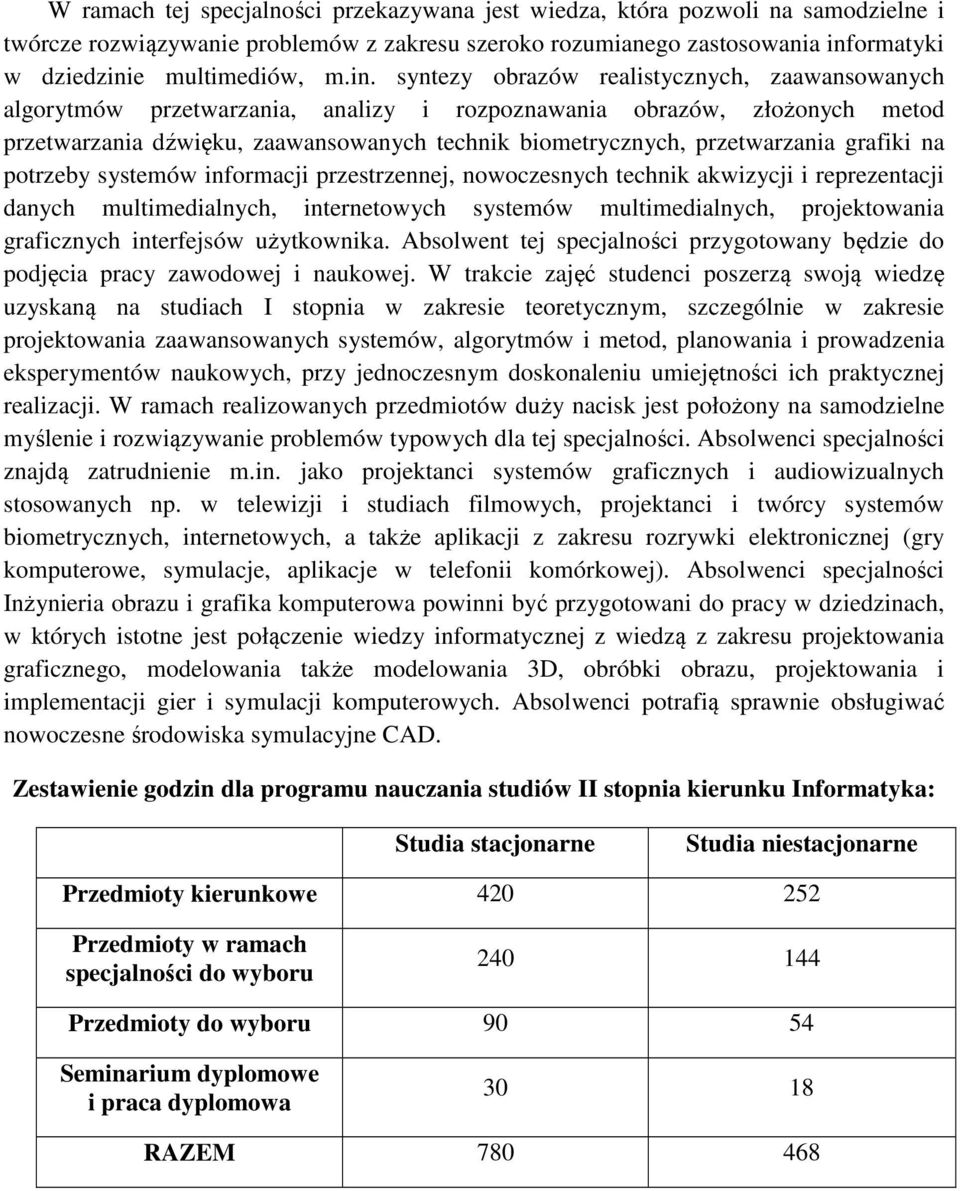 przetwarzania grafiki na potrzeby systemów informacji przestrzennej, nowoczesnych technik akwizycji i reprezentacji danych multimedialnych, internetowych systemów multimedialnych, projektowania