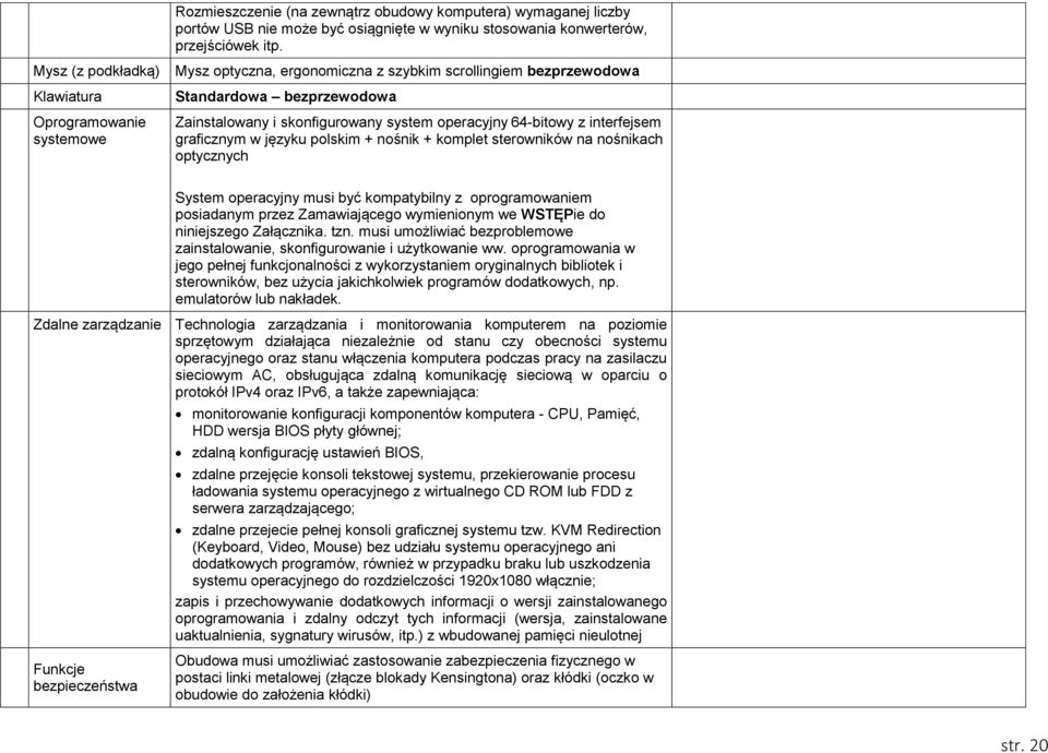 64-bitowy z interfejsem graficznym w języku polskim + nośnik + komplet sterowników na nośnikach optycznych System operacyjny musi być kompatybilny z oprogramowaniem posiadanym przez Zamawiającego