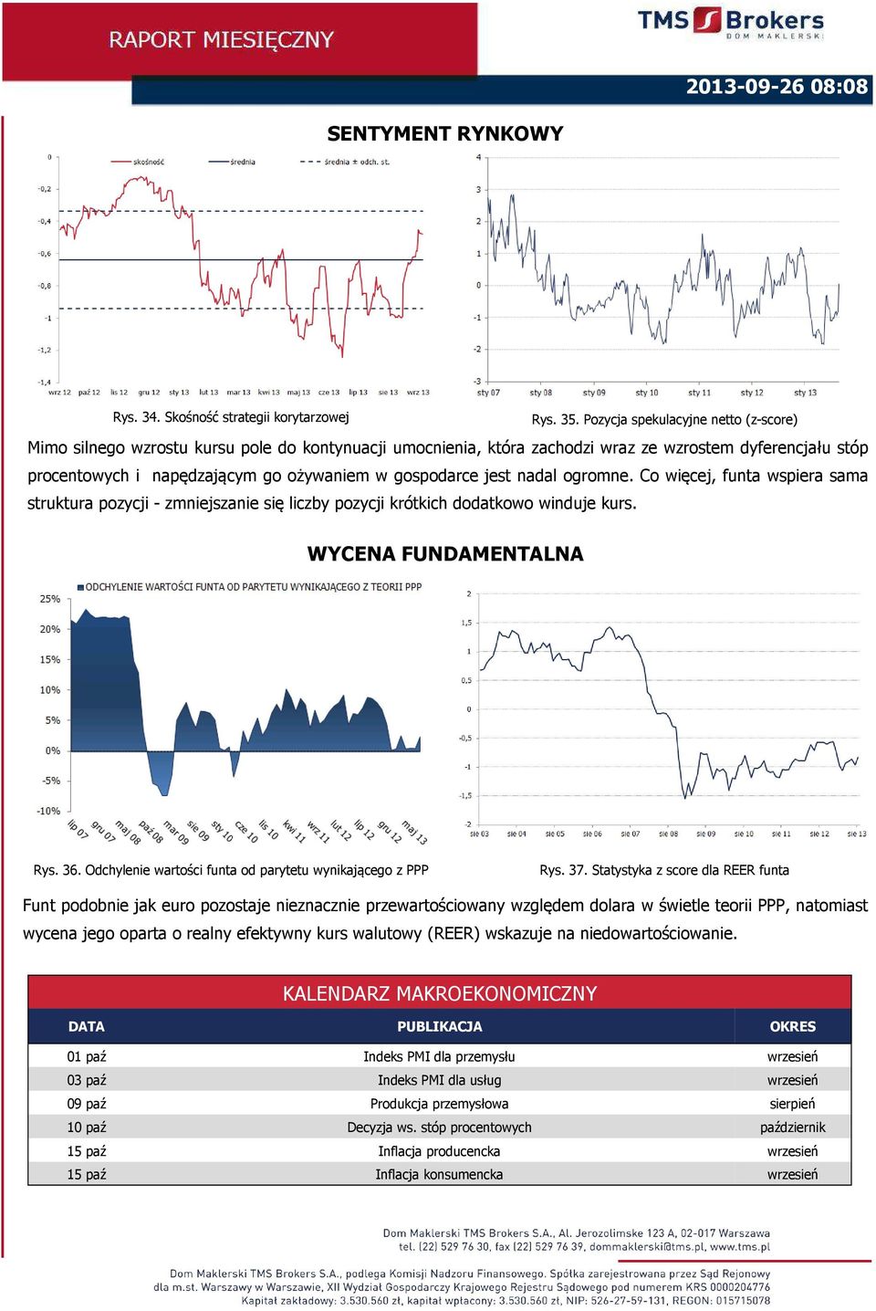 jest nadal ogromne. Co więcej, funta wspiera sama struktura pozycji - zmniejszanie się liczby pozycji krótkich dodatkowo winduje kurs. WYCENA FUNDAMENTALNA Rys. 36.