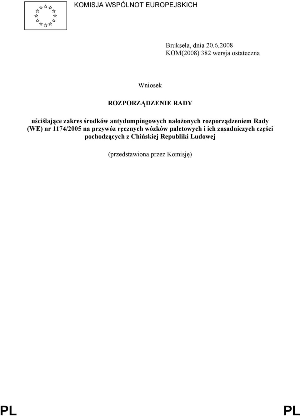 środków antydumpingowych nałożonych rozporządzeniem Rady (WE) nr 1174/2005 na przywóz