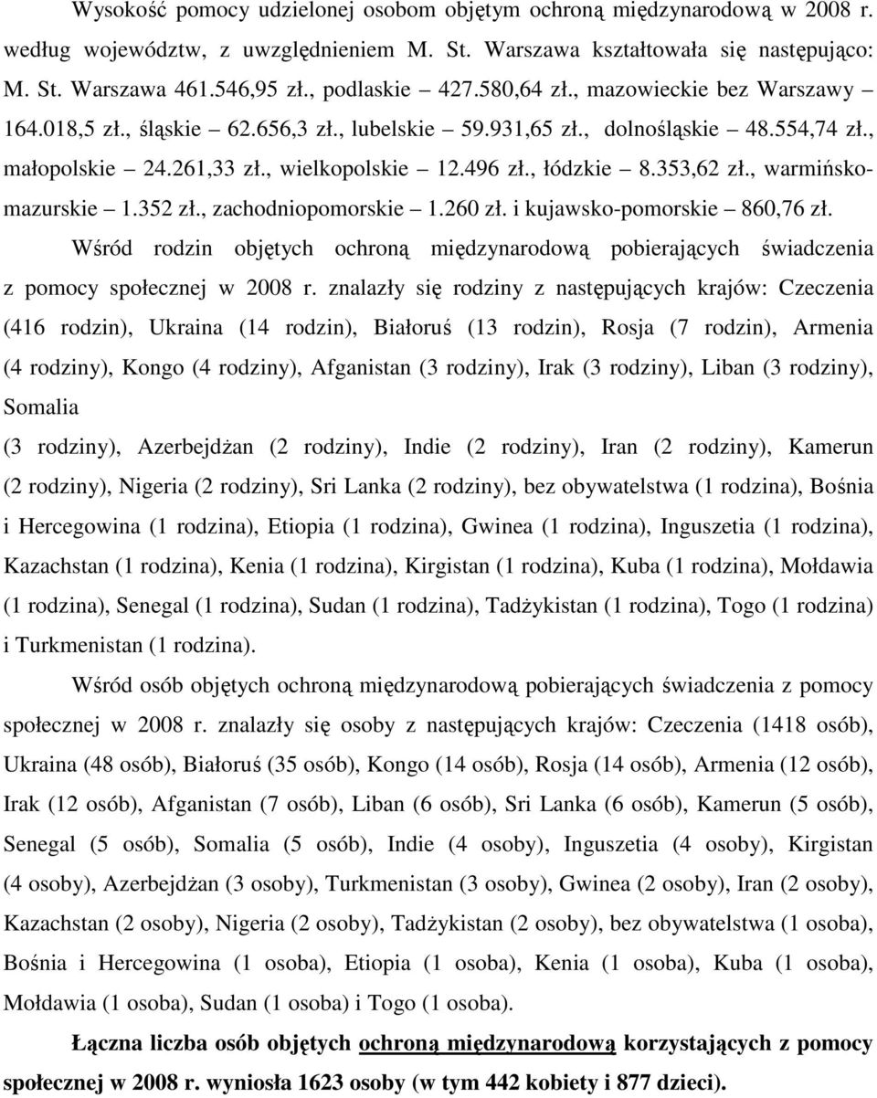 , łódzkie 8.353,62 zł., warmińskomazurskie 1.352 zł., zachodniopomorskie 1.260 zł. i kujawsko-pomorskie 860,76 zł.