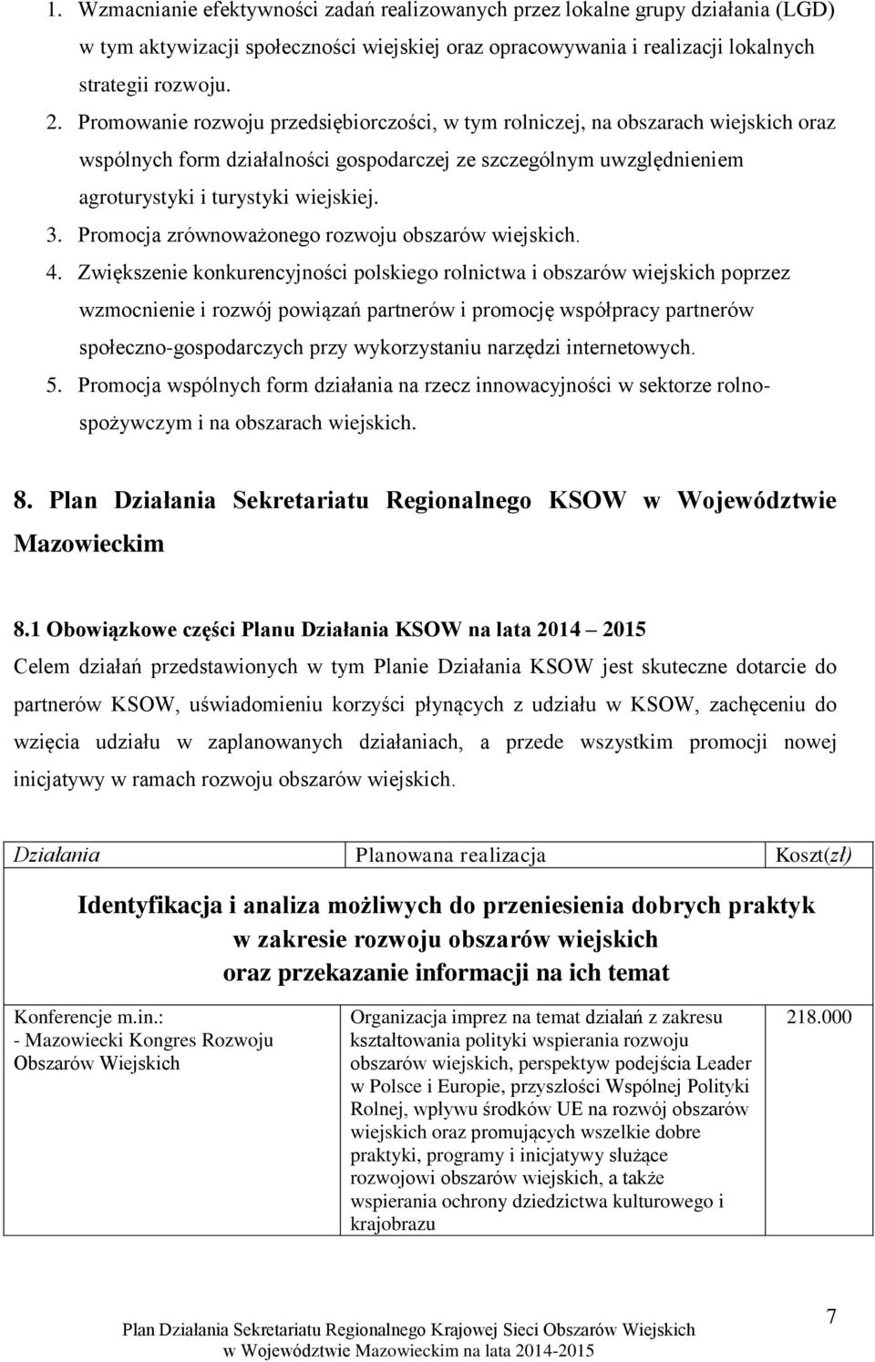 Promocja zrównoważonego rozwoju obszarów wiejskich. 4.