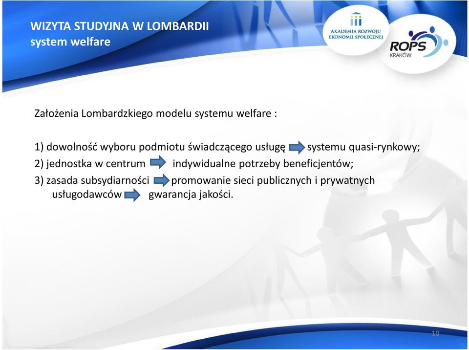 2) jednostka w centrum indywidualne potrzeby beneficjentów; 3) zasada