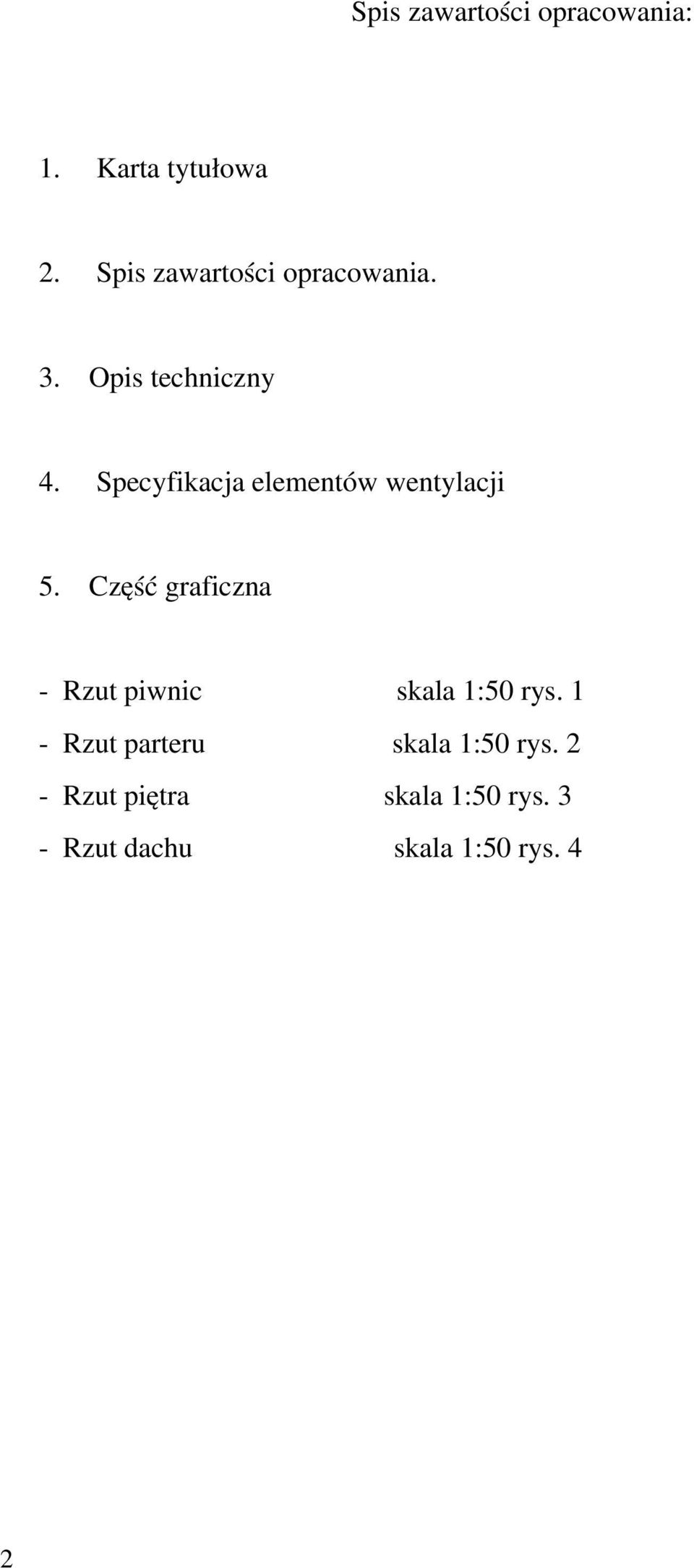 Specyfikacja elementów wentylacji 5.