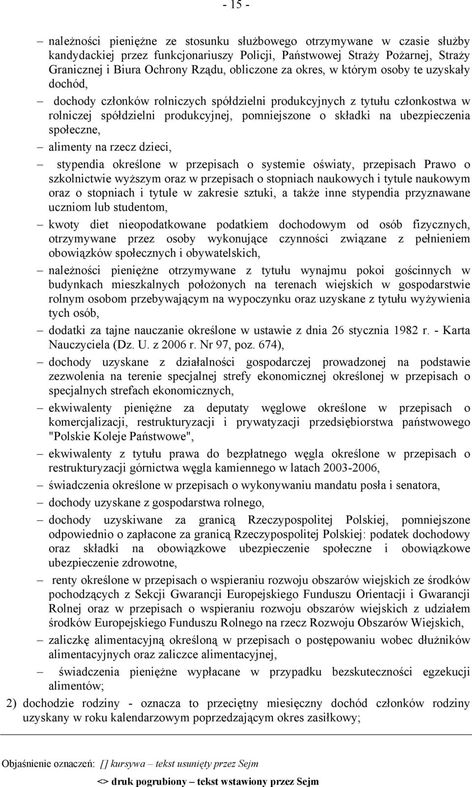 ubezpieczenia społeczne, alimenty na rzecz dzieci, stypendia określone w przepisach o systemie oświaty, przepisach Prawo o szkolnictwie wyższym oraz w przepisach o stopniach naukowych i tytule