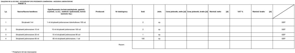 jednorazowe 20 ml 10 ml strzykawki jednorazowe 80 szt 1 op.