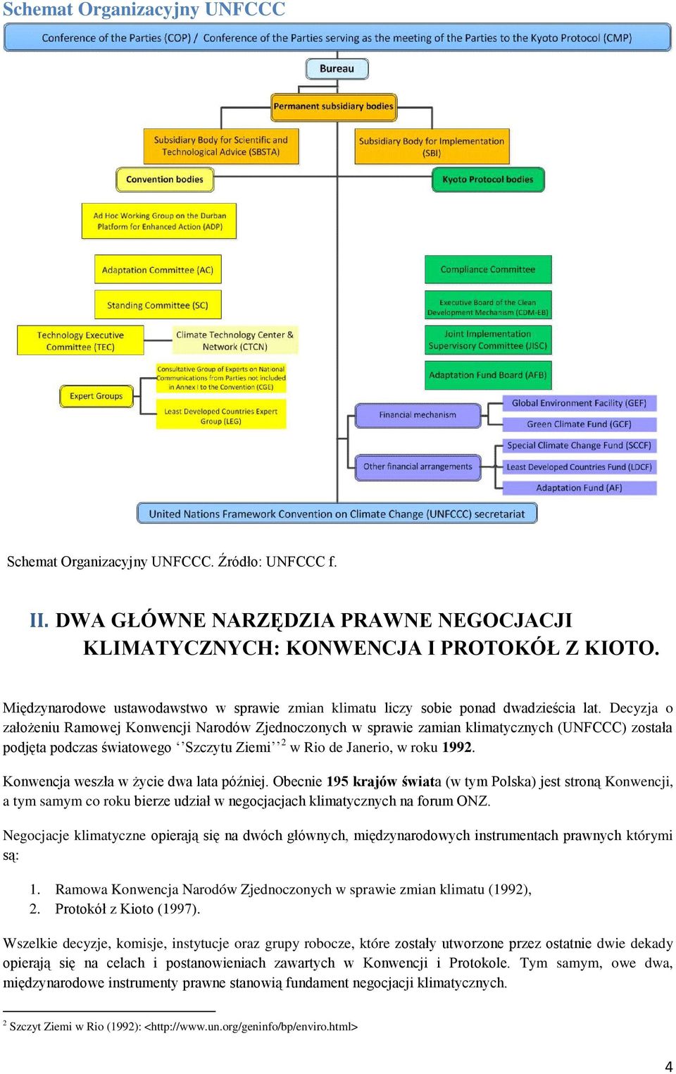 Decyzja o założeniu Ramowej Konwencji Narodów Zjednoczonych w sprawie zamian klimatycznych (UNFCCC) została podjęta podczas światowego Szczytu Ziemi 2 w Rio de Janerio, w roku 1992.