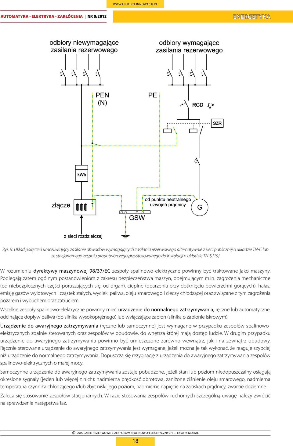 instalacji o układzie TN-S [19] W rozumieniu dyrektywy maszynowej 98/37/EC zespoły spalinowo-elektryczne powinny być traktowane jako maszyny.