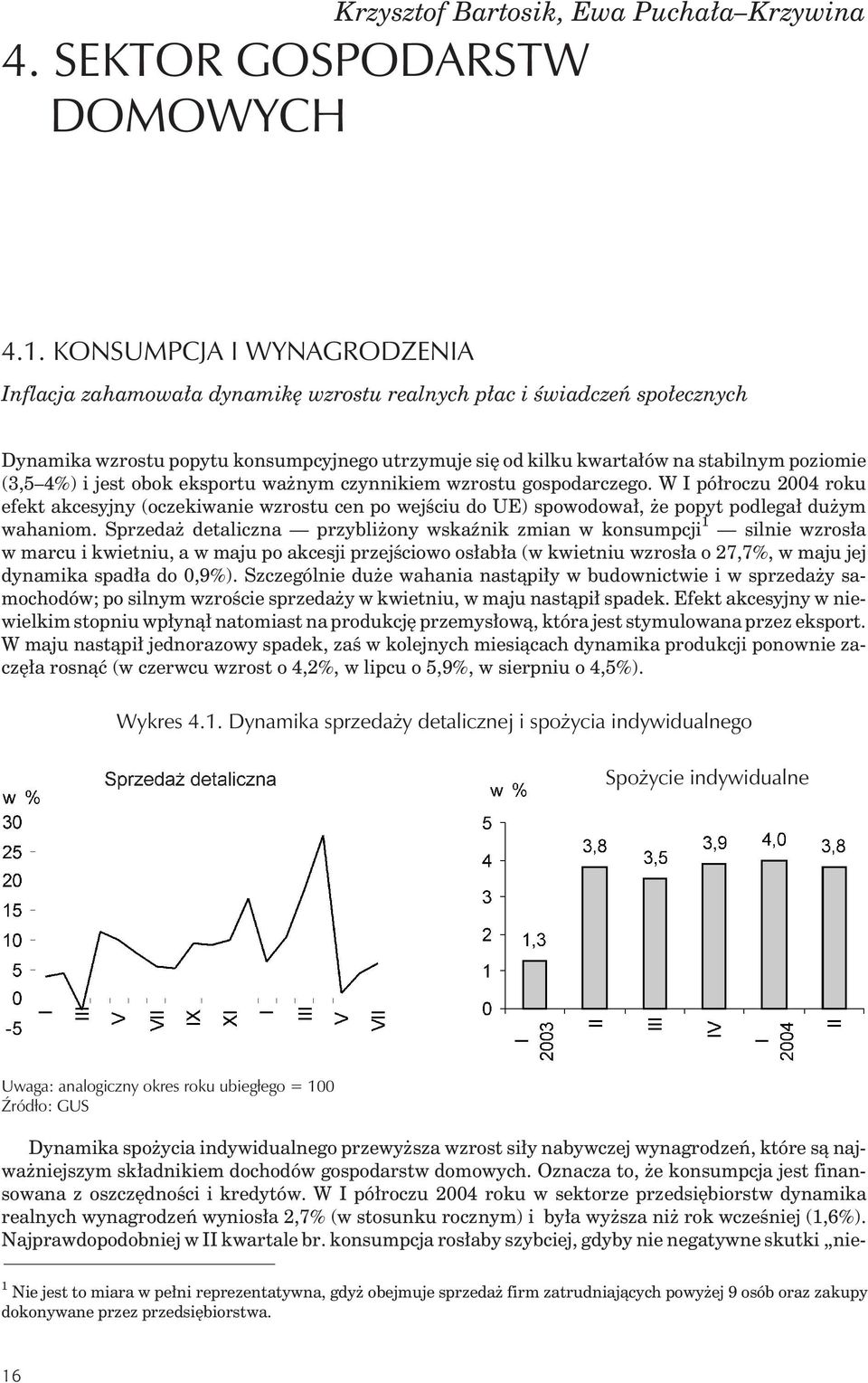 (3,5 4%) i jest obok eksportu wa nym czynnikiem wzrostu gospodarczego. W I pó³roczu 2004 roku efekt akcesyjny (oczekiwanie wzrostu cen po wejœciu do UE) spowodowa³, e popyt podlega³ du ym wahaniom.