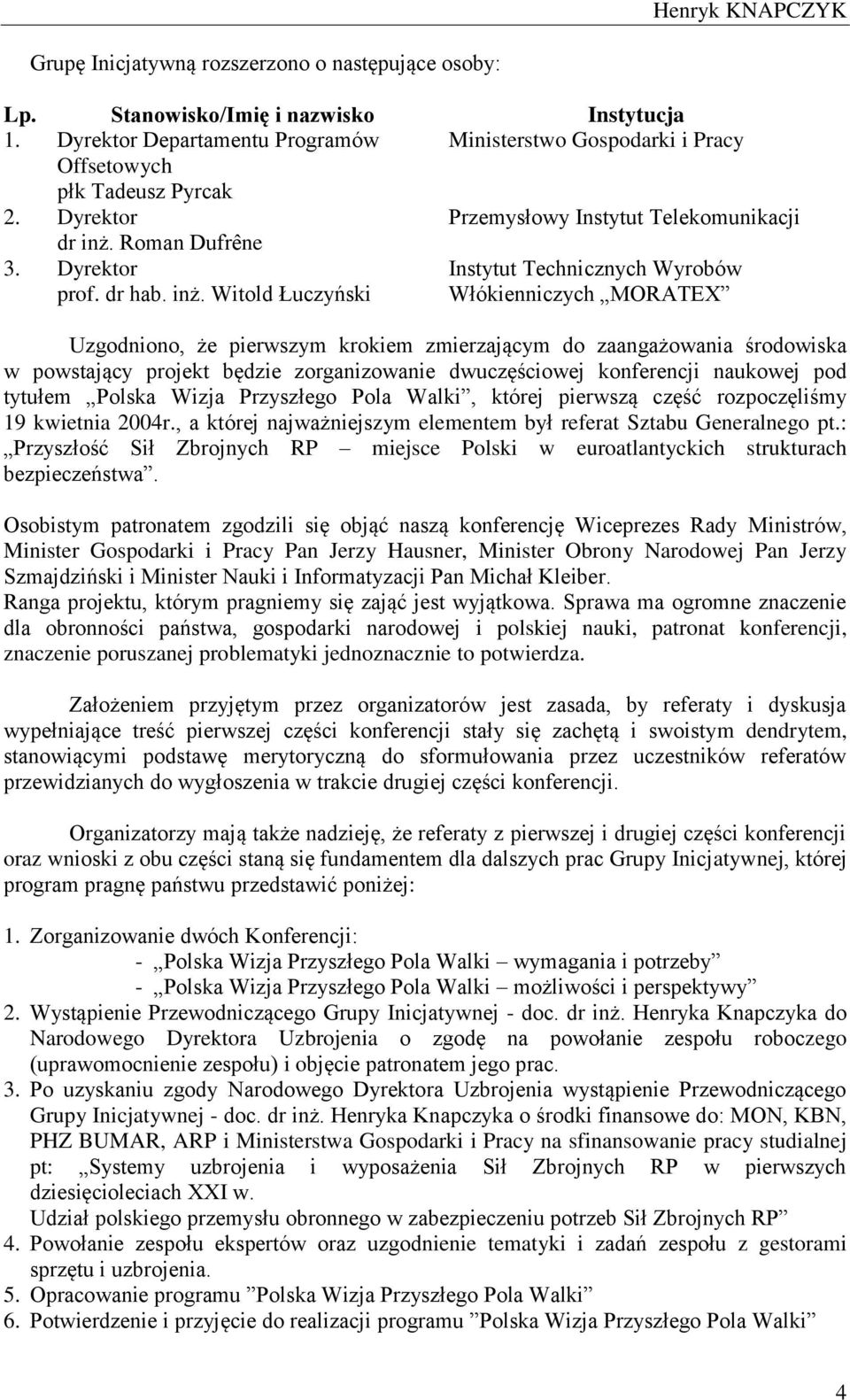Roman Dufrêne 3. Dyrektor prof. dr hab. inż.