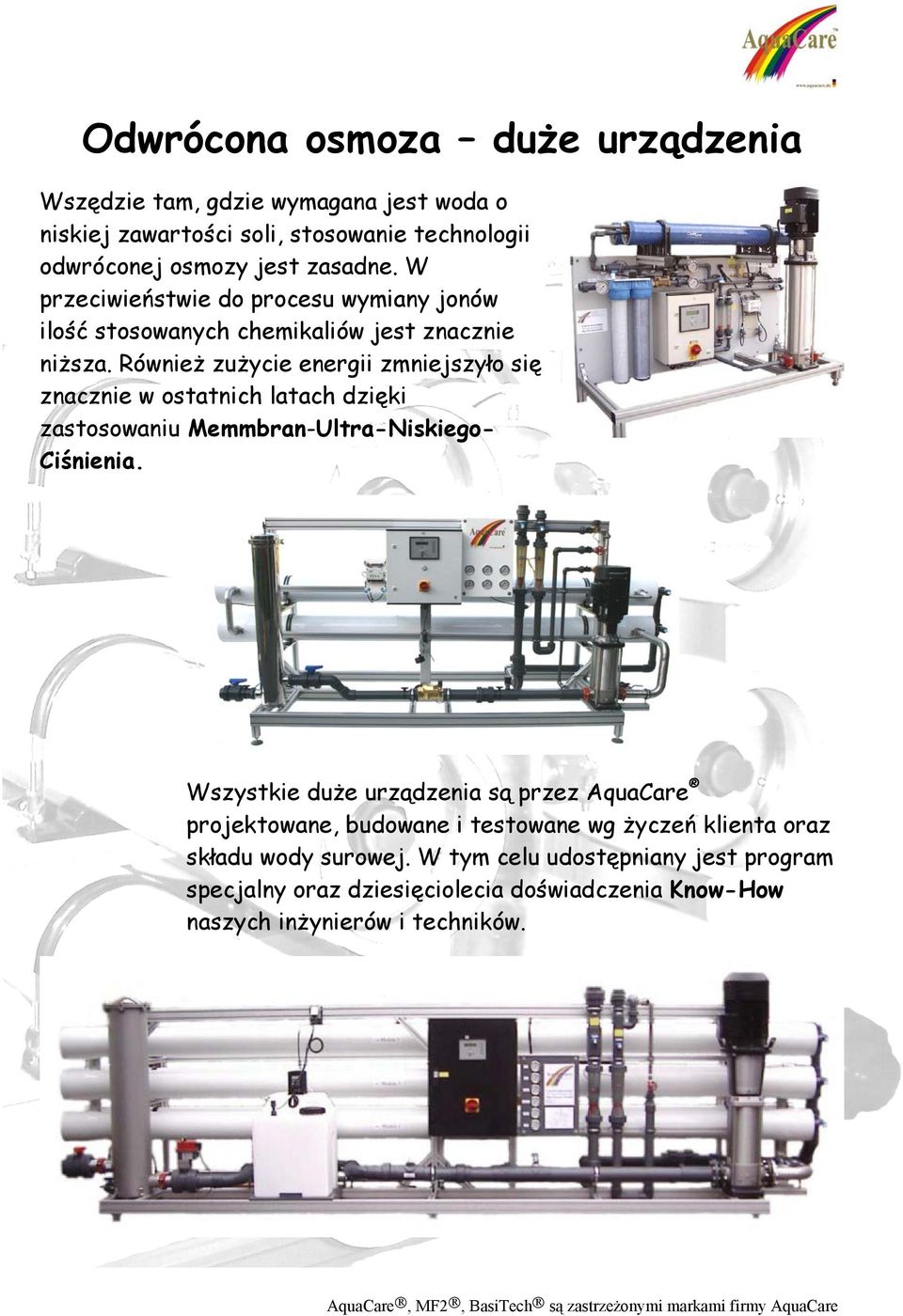 Również zużycie energii zmniejszyło się znacznie w ostatnich latach dzięki zastosowaniu Memmbran-Ultra-NiskiegoCiśnienia.