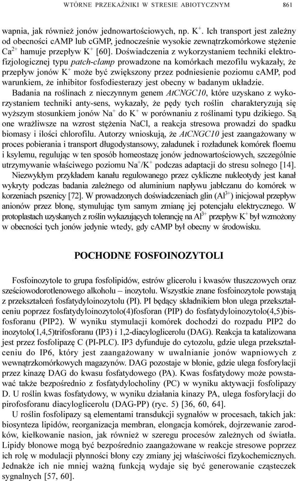 Doœwiadczenia z wykorzystaniem techniki elektrofizjologicznej typu patch-clamp prowadzone na komórkach mezofilu wykaza³y, e przep³yw jonów K + mo e byæ zwiêkszony przez podniesienie poziomu camp, pod