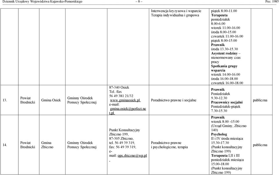 pl Interwencja kryzysowa i wsparcie Terapia indywidualna i grupowa i socjalne i psychologiczne, terapia piątek 8.00-11.00 8.00-6.00 wtorek 11.00-16.00 środa 8.00-15.00 czwartek 11.00-16.00 piątek 8.