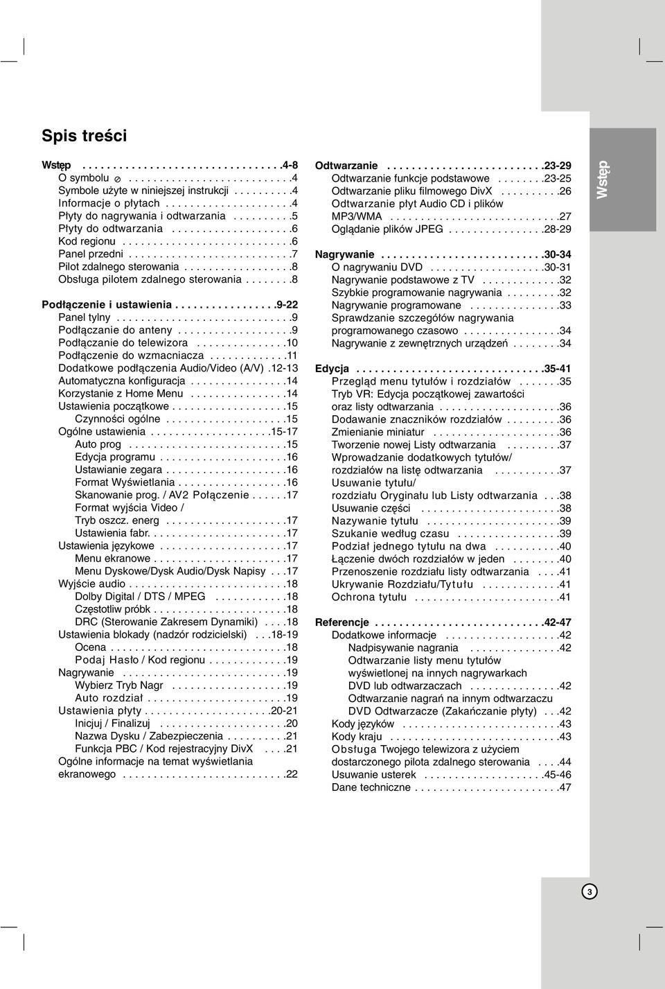 .......8 Podłączenie i ustawienia.................9-22 Panel tylny.............................9 Podłączanie do anteny...................9 Podłączanie do telewizora...............10 Podłączenie do wzmacniacza.