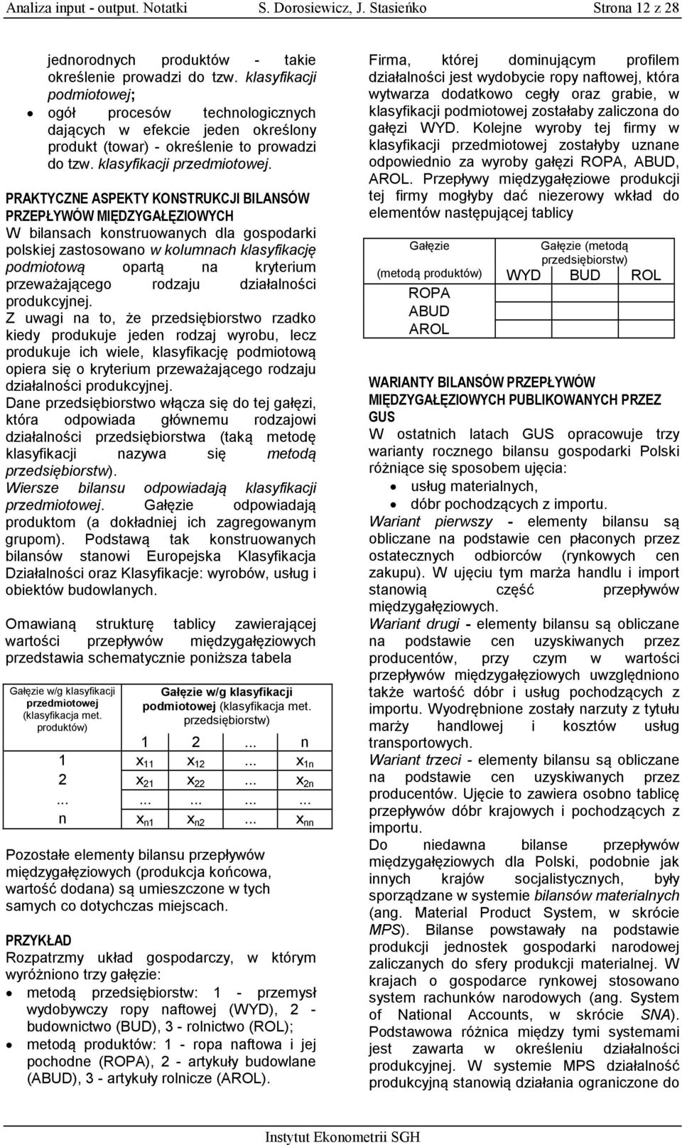 klasyfkacę podmotową opartą a kryterum przeważaącego rodzau dzałalośc produkcye Z uwag a to że przedsęborstwo rzadko kedy produkue ede rodza wyrobu lecz produkue ch wele klasyfkacę podmotową opera sę