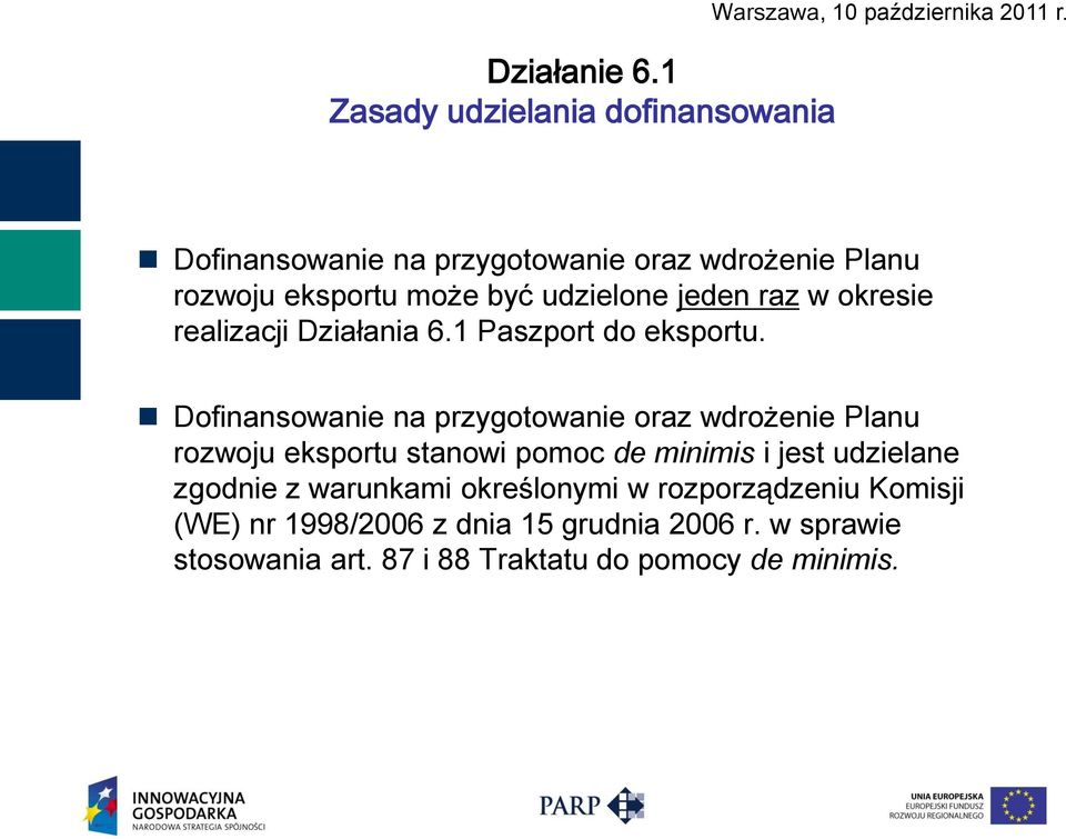 Działania 6.1 Paszport do eksportu.