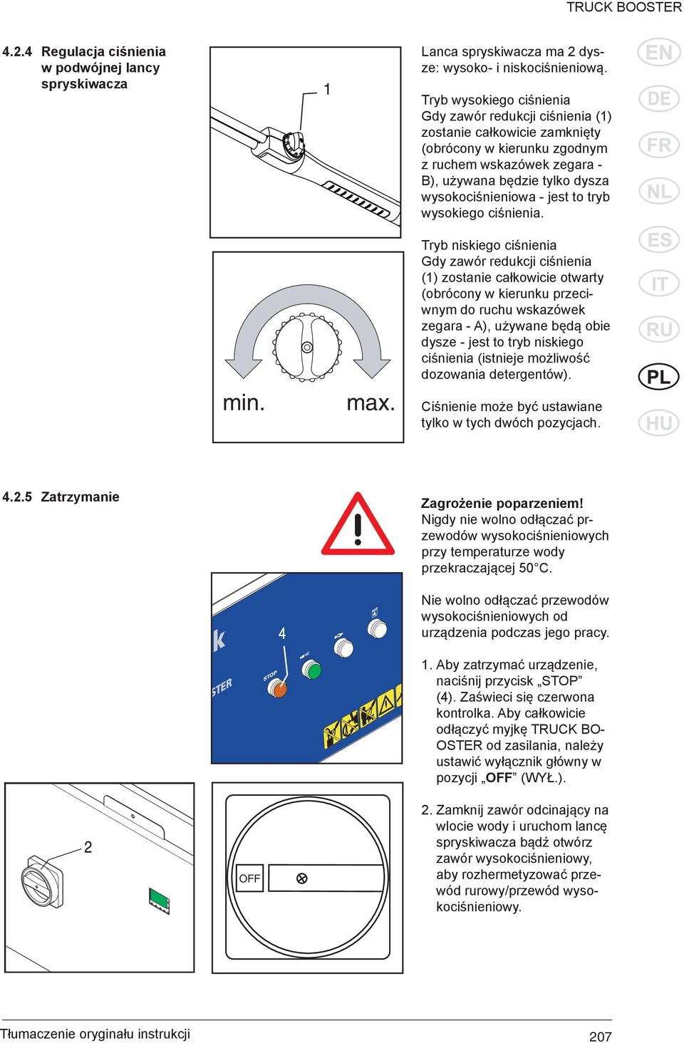 jest to tryb wysokiego ciśnienia. min. max.