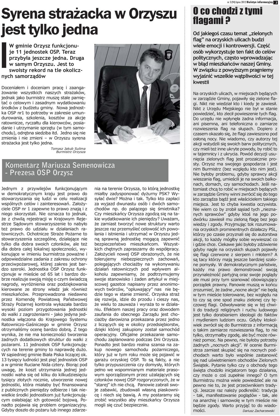 Orzysza Komentarz Mariusza Semenowicza - Prezesa OSP Orzysz nr 3 (94)