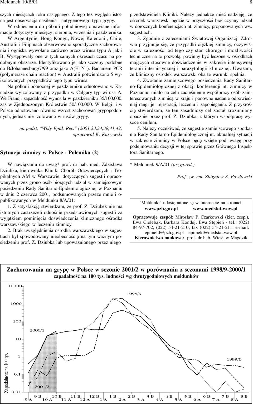 W Argentynie, Hong Kongu, Nowej Kaledonii, Chile, Australii i Filipinach obserwowano sporadyczne zachorowania i ogniska wywołane zarówno przez wirusa typu A jak i B.