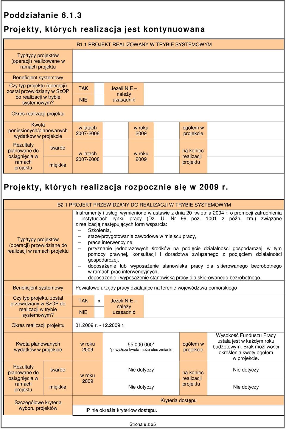 przewidziany w SzOP realizacji w trybie systemowym?