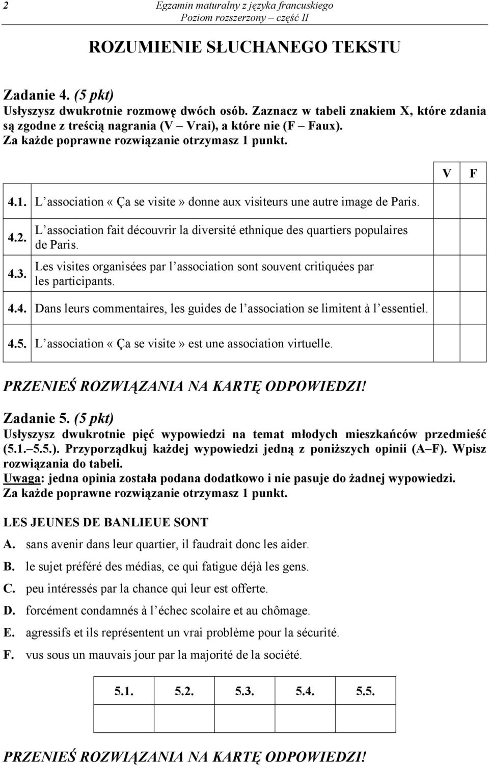 punkt. V F 4.1. L association «Ça se visite» donne aux visiteurs une autre image de Paris. 4.2. 4.3. L association fait découvrir la diversité ethnique des quartiers populaires de Paris.