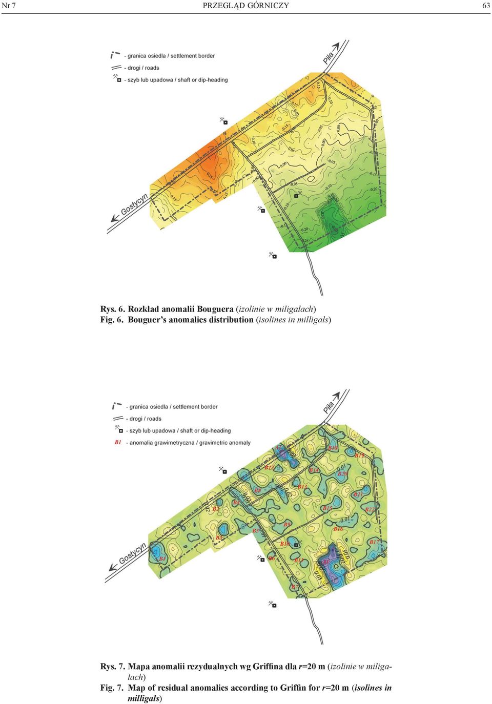 Bouguer s anomalies distribution (isolines in milligals) Rys. 7.