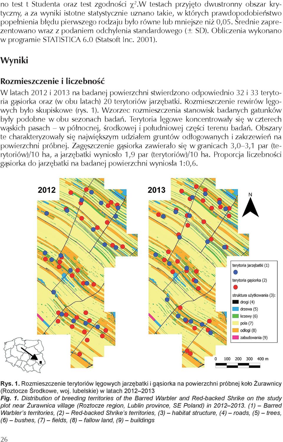 Średnie zaprezentowano wraz z podaniem odchylenia standardowego (± SD). Obliczenia wykonano w programie STATISTICA 6.0 (Statsoft Inc. 2001).