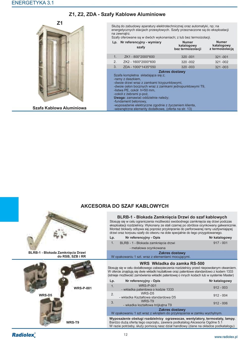 referencyjny - wymiary szafy Numer bez termoizolacji Numer z termoizolacj¹ Szafa Kablowa Aluminiowa. ZK - 00*000*00 0-00.