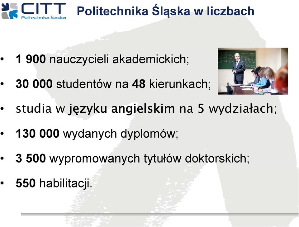 w języku angielskim na 5 wydziałach; 130 000 wydanych