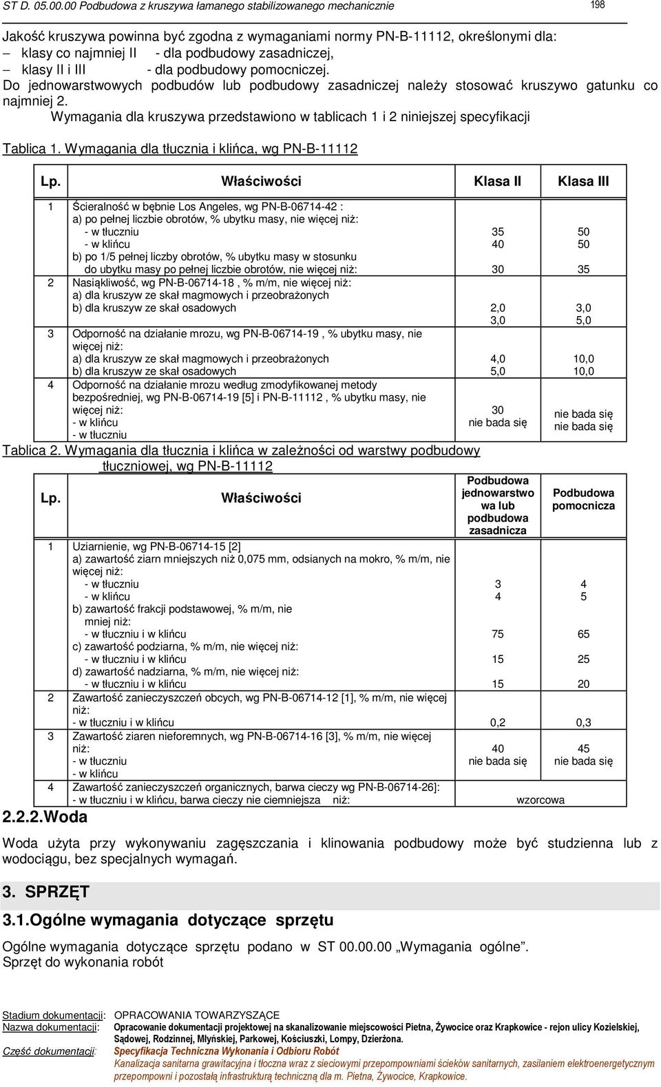 Wymagania dla tłucznia i klińca, wg PN-B-11112 Lp.