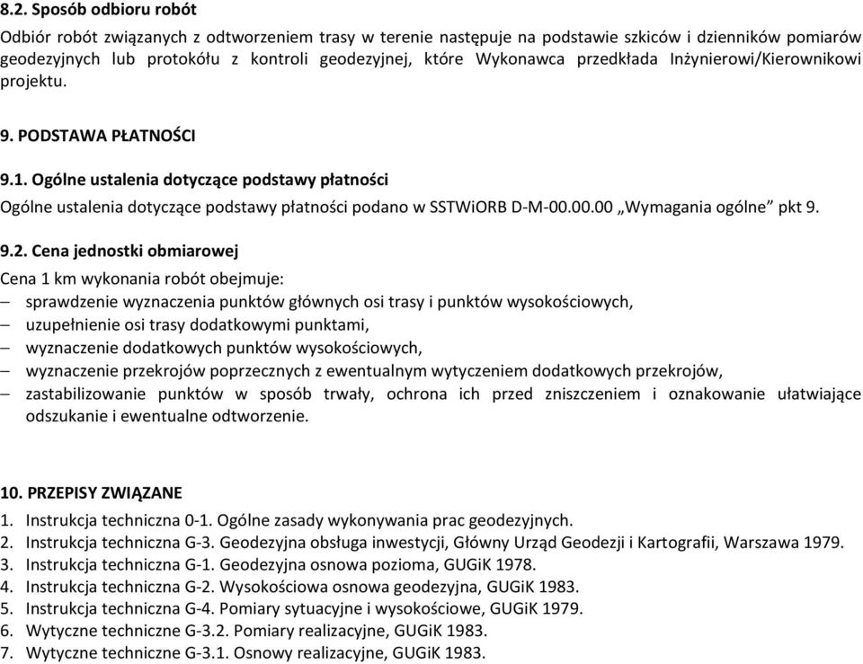 00.00 Wymagania ogólne pkt 9. 9.2.